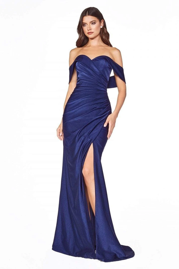 Cinderella Divine - KV1050 Off Shoulder Fitted Jersey Evening Gown Formal Gowns 18 Cinderella Divine - KV1050 Off Shoulder Fitted Jersey Evening Gown Formal Gowns