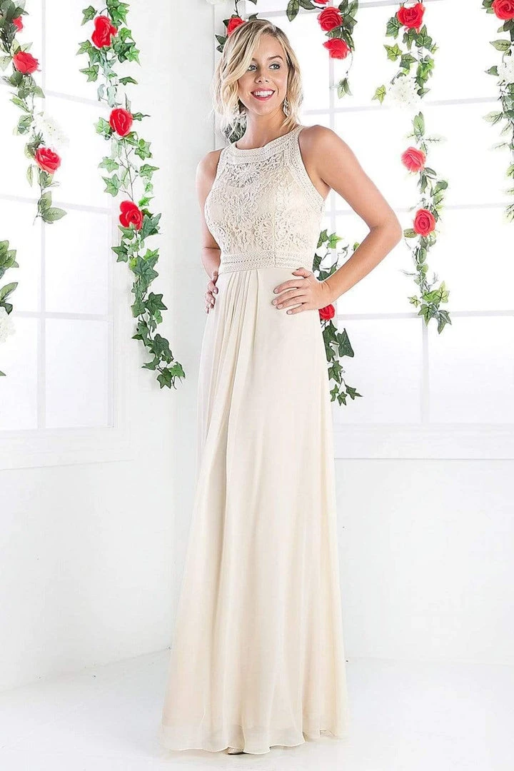 Formal Gowns Cinderella Divine - Lace Embroidered Bateau Neck Sheath Dress 3 Formal Gowns Cinderella Divine - Lace Embroidered Bateau Neck Sheath Dress