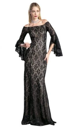 Cinderella Divine - Lace Long Bell Sleeve Sheath Dress