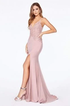 Cinderella Divine - Lace Scalloped Deep V-neck Trumpet Dress CF319