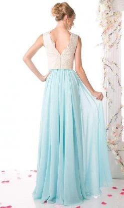 Cinderella Divine - Lace Scalloped V-neck A-line Dress Formal Gowns