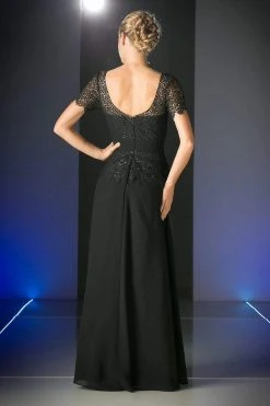 Formal Gowns Cinderella Divine - Lace Short Sleeve Illusion Bateau Sheath Dress