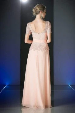 Formal Gowns Cinderella Divine - Lace Short Sleeve Illusion Bateau Sheath Dress