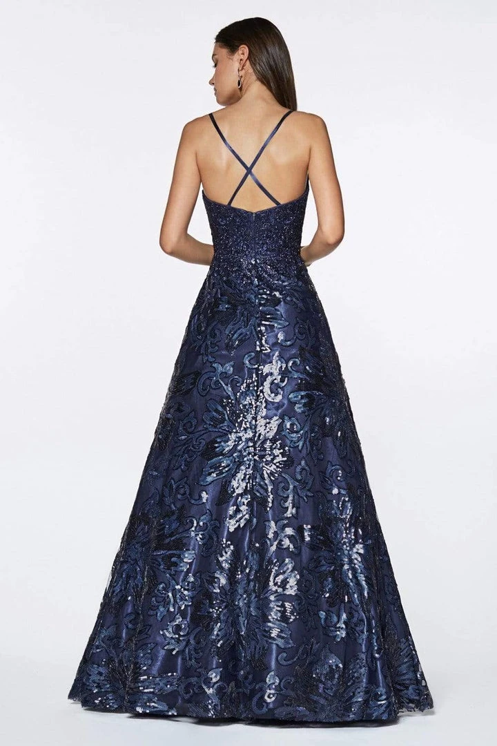 Formal Gowns Cinderella Divine - ML923 Sequined Deep V-neck A-line Dress 10 Formal Gowns Cinderella Divine - ML923 Sequined Deep V-neck A-line Dress