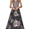 Cinderella Divine - ML924 Floral Plunging V-Neck Evening Gown Formal Gowns 2 Cinderella Divine - ML924 Floral Plunging V-Neck Evening Gown Formal Gowns