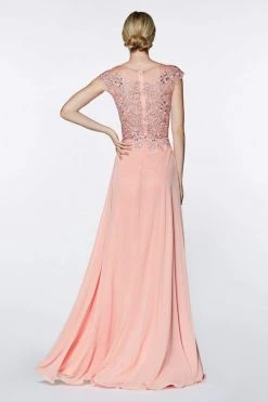Cinderella Divine - ML937 Beaded Floral Lace Ornate Chiffon Gown Formal Gowns