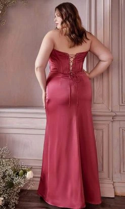Cinderella Divine - Off Shoulder Corset Prom Dress 7484 - 1 Pc Rosewood In Size 6 Available Formal Gowns