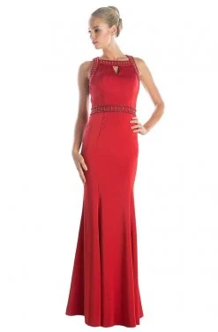 Formal Gowns Cinderella Divine - P108 Beaded Back Long Sheath Dress