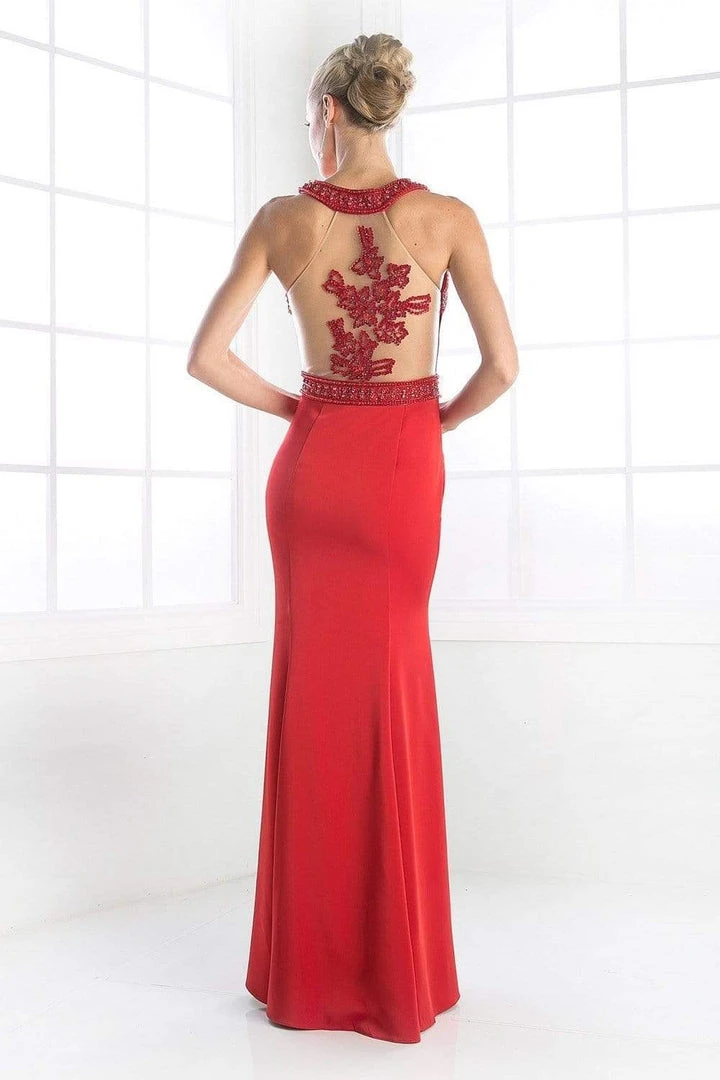 Formal Gowns Cinderella Divine - P108 Beaded Back Long Sheath Dress 4 Formal Gowns Cinderella Divine - P108 Beaded Back Long Sheath Dress
