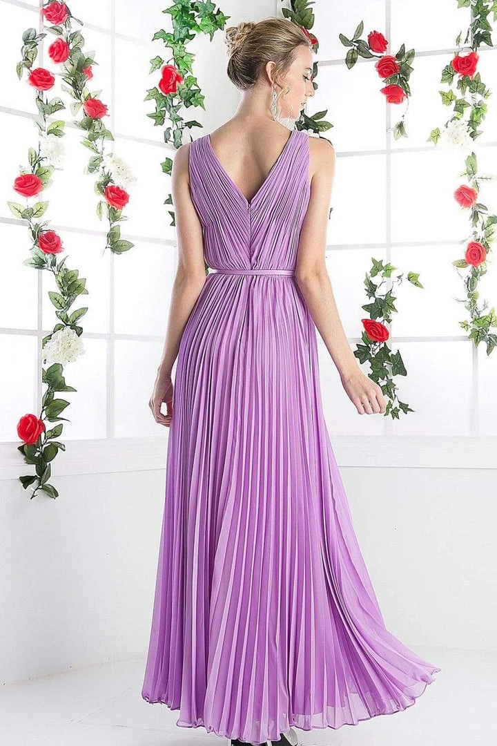 Formal Gowns Cinderella Divine - Pleated V-neck A-line Dress 4 Formal Gowns Cinderella Divine - Pleated V-neck A-line Dress
