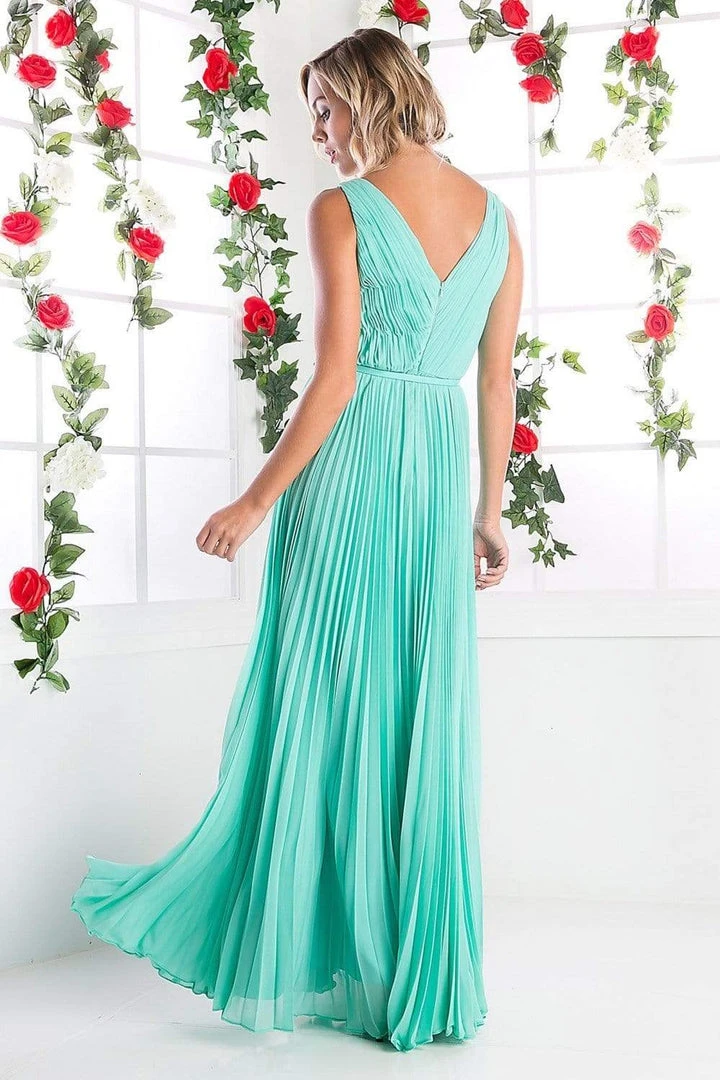 Formal Gowns Cinderella Divine - Pleated V-neck A-line Dress 6 Formal Gowns Cinderella Divine - Pleated V-neck A-line Dress