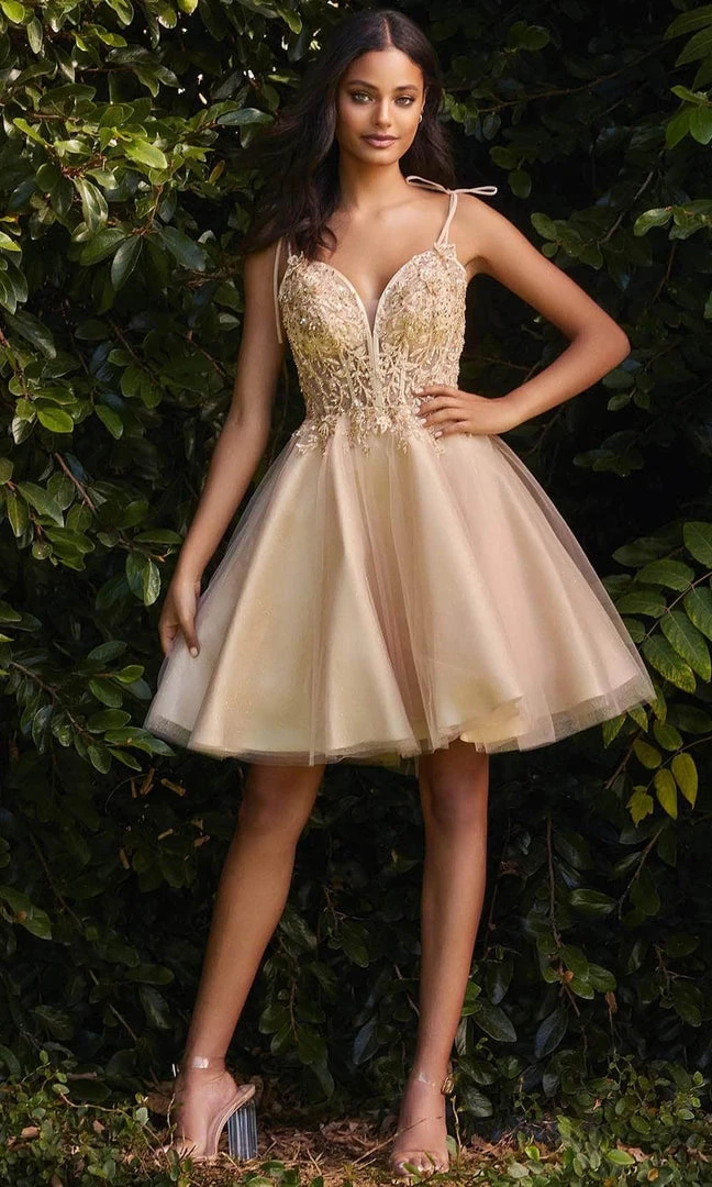Cinderella Divine - Plunging Sweetheart Cocktail Dress CD0188 - 1 Pc Champagne In Size M Available Cocktail Dresses 3 Cinderella Divine - Plunging Sweetheart Cocktail Dress CD0188 - 1 Pc Champagne In Size M Available Cocktail Dresses