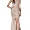 Formal Gowns Cinderella Divine - Plunging V-neck Glitter Trumpet Dress CF332