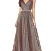 Formal Gowns Cinderella Divine - Printed V-Neck Long Dress KC896 - 1 Pc Copper In Size 18 Available