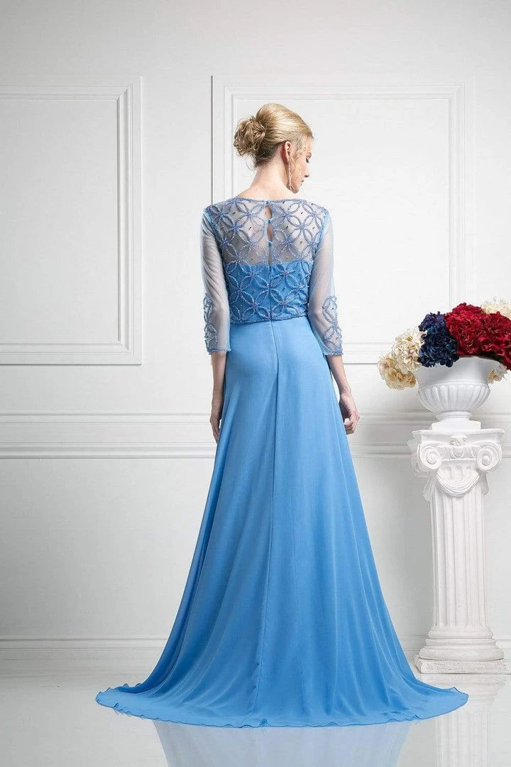 Formal Gowns Cinderella Divine - KD026 Quarter-Length Sleeves Beaded Chiffon Evening Gown 6 Formal Gowns Cinderella Divine - KD026 Quarter-Length Sleeves Beaded Chiffon Evening Gown