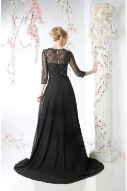 Formal Gowns Cinderella Divine - KD026 Quarter-Length Sleeves Beaded Chiffon Evening Gown 7 Formal Gowns Cinderella Divine - KD026 Quarter-Length Sleeves Beaded Chiffon Evening Gown