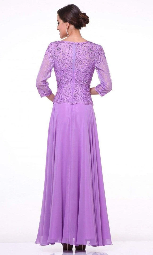 Cinderella Divine - Quarter Sleeve Soutache Bodice A-Line Long Formal Dress 14327 Formal Gowns 4 Cinderella Divine - Quarter Sleeve Soutache Bodice A-Line Long Formal Dress 14327 Formal Gowns