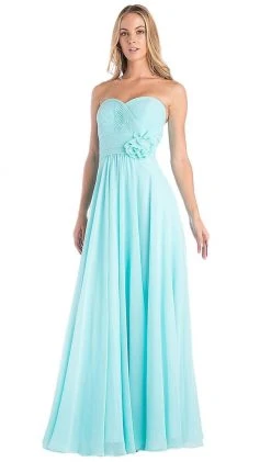 Formal Gowns Cinderella Divine - Rosette Pleated Sweetheart Chiffon A-line Dress