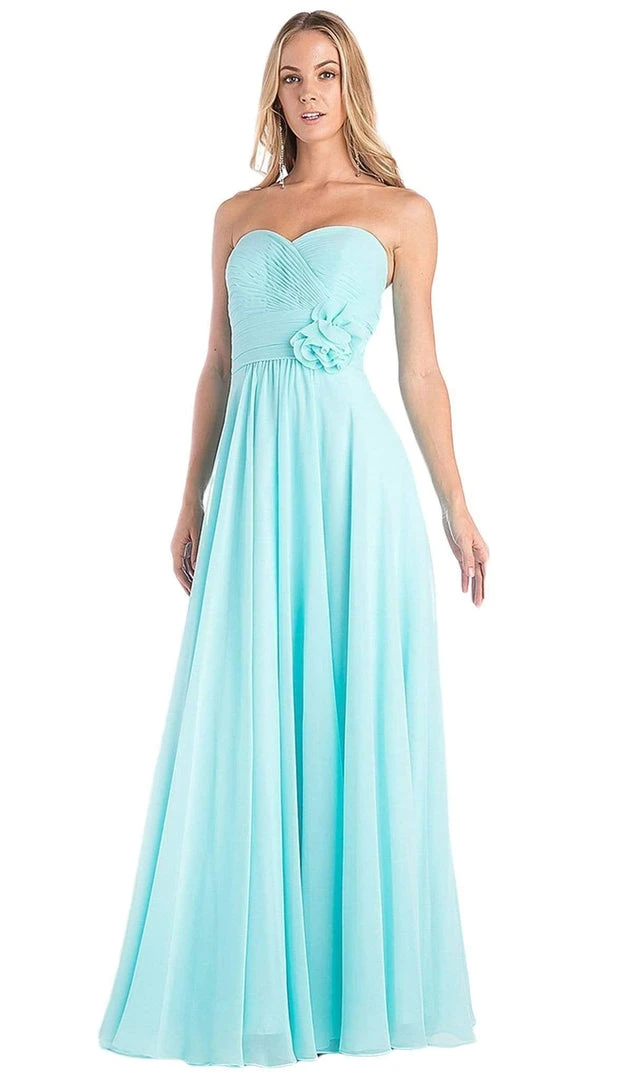 Formal Gowns Cinderella Divine - Rosette Pleated Sweetheart Chiffon A-line Dress 3 Formal Gowns Cinderella Divine - Rosette Pleated Sweetheart Chiffon A-line Dress