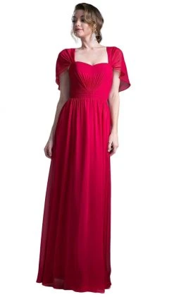 Formal Gowns Cinderella Divine - Ruched Semi-Sweetheart Dress With Cape Detail