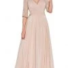 Formal Gowns Cinderella Divine - RV774 Lace Quarter Sleeve Chiffon A-Line Dress