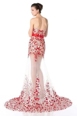 Cinderella Divine - S5240 Strapless Beaded Lace Sheer Trumpet Dress Formal Gowns