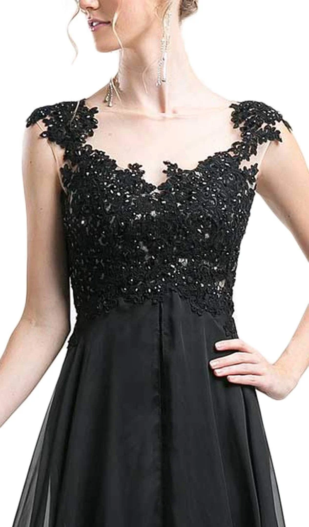 Formal Gowns Cinderella Divine - Sequined Floral Lace A-line Dress 4 Formal Gowns Cinderella Divine - Sequined Floral Lace A-line Dress
