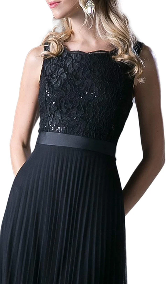 Cinderella Divine - Sequined Lace Bateau Pleated A-line Dress 4 Cinderella Divine - Sequined Lace Bateau Pleated A-line Dress