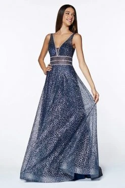 Formal Gowns Cinderella Divine - Sequined V-neck A-line Long Prom Dress CJ256 - 1 Pc Navy In Size 16 Available 11 Formal Gowns Cinderella Divine - Sequined V-neck A-line Long Prom Dress CJ256 - 1 Pc Navy In Size 16 Available