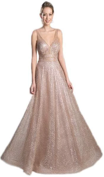 Formal Gowns Cinderella Divine - Sequined V-neck A-line Long Prom Dress CJ256 - 1 Pc Navy In Size 16 Available 6 Formal Gowns Cinderella Divine - Sequined V-neck A-line Long Prom Dress CJ256 - 1 Pc Navy In Size 16 Available