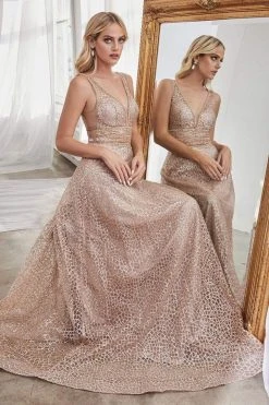 Formal Gowns Cinderella Divine - Sequined V-neck A-line Long Prom Dress CJ256 - 1 Pc Navy In Size 16 Available 8 Formal Gowns Cinderella Divine - Sequined V-neck A-line Long Prom Dress CJ256 - 1 Pc Navy In Size 16 Available