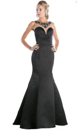 Cinderella Divine - Sheer Embellished Mermaid Evening Gown Formal Gowns