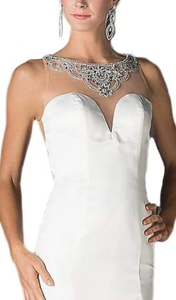 Cinderella Divine - Sheer Embellished Mermaid Evening Gown Formal Gowns