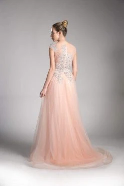 Cinderella Divine - Sheer Scoop Beaded Tulle A-Line Evening Gown 9 Cinderella Divine - Sheer Scoop Beaded Tulle A-Line Evening Gown