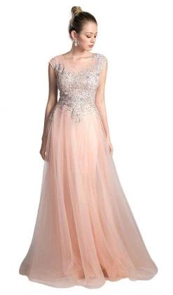 Cinderella Divine - Sheer Scoop Beaded Tulle A-Line Evening Gown 8 Cinderella Divine - Sheer Scoop Beaded Tulle A-Line Evening Gown