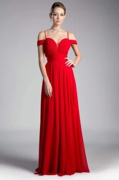 Cinderella Divine - Shirred Plunging Sweetheart Cold Shoulder Chiffon Gown Formal Gowns 21 Cinderella Divine - Shirred Plunging Sweetheart Cold Shoulder Chiffon Gown Formal Gowns