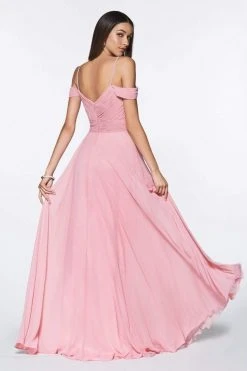 Cinderella Divine - Shirred Plunging Sweetheart Cold Shoulder Chiffon Gown Formal Gowns 20 Cinderella Divine - Shirred Plunging Sweetheart Cold Shoulder Chiffon Gown Formal Gowns