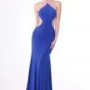 Formal Gowns Cinderella Divine - Sleeveless Bedazzled Illusion Halter Sheath Dress