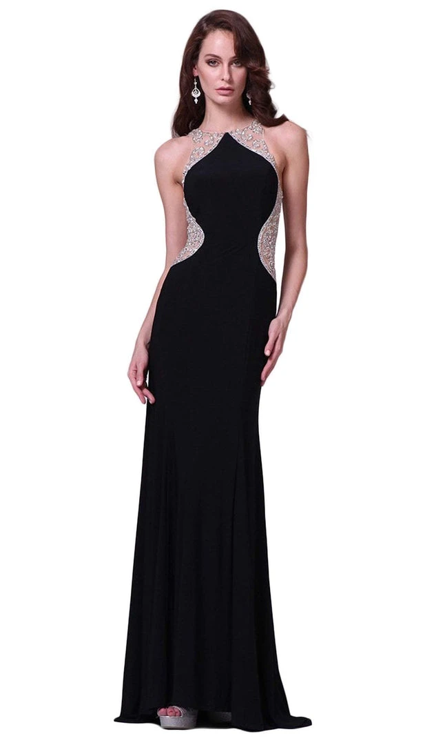 Formal Gowns Cinderella Divine - Sleeveless Bedazzled Illusion Halter Sheath Dress 6 Formal Gowns Cinderella Divine - Sleeveless Bedazzled Illusion Halter Sheath Dress