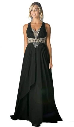 Cinderella Divine - Sleeveless Embellished Ruched A-line Dress