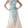 Formal Gowns Cinderella Divine - Sleeveless Floral Embellished Mermaid Evening Gown 1 Formal Gowns Cinderella Divine - Sleeveless Floral Embellished Mermaid Evening Gown