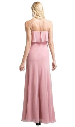 Cinderella Divine - Sleeveless Surplice Ruffled Bodice A-Line Long Formal Dress Formal Gowns