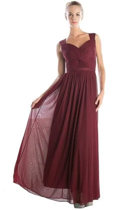 Formal Gowns Cinderella Divine - Sleeveless Twisted Front Bodice Chiffon Long Formal Dress