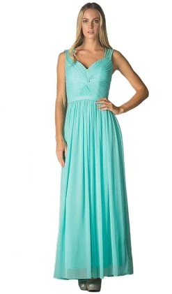 Formal Gowns Cinderella Divine - Sleeveless Twisted Front Bodice Chiffon Long Formal Dress