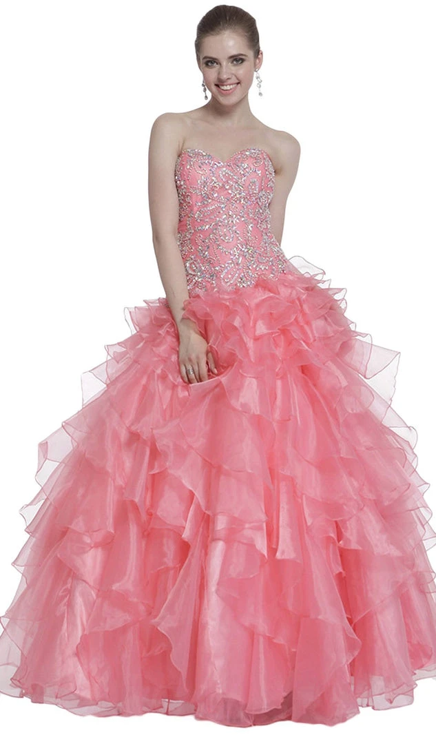 Formal Gowns Cinderella Divine - Strapless Beaded Ruffled Evening Gown 3 Formal Gowns Cinderella Divine - Strapless Beaded Ruffled Evening Gown