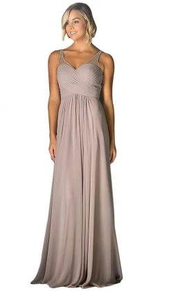 Formal Gowns Cinderella Divine - Strapless Crisscrossed Bodice A-Line Long Formal Gown