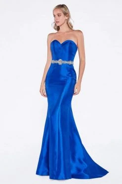 Formal Gowns Cinderella Divine - Strapless Fitted Embellished Mermaid Evening Dress