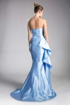 Cinderella Divine - Strapless Side Embellished Mermaid Evening Gown Formal Gowns