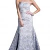 Formal Gowns Cinderella Divine - Strapless Straight Neck Floral Print Evening Gown