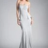 Cinderella Divine - Strapless Straight Neck Metallic Knit Dress Formal Gowns